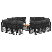 Set di divani da esterno 13 pcs Nero e Grigio scuro Poliestere