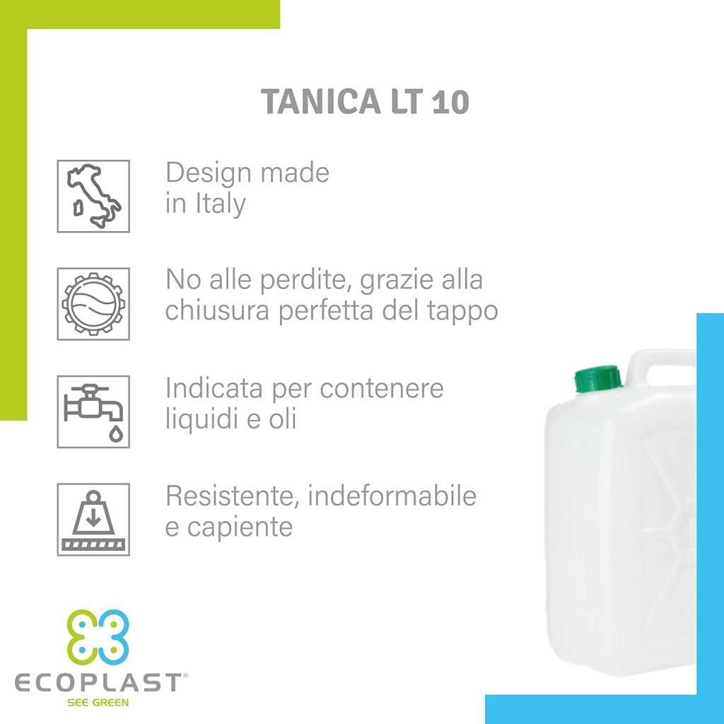TANICA PER ALIMENTI PESANTE 10 L ECOPLAST 5 pezzi