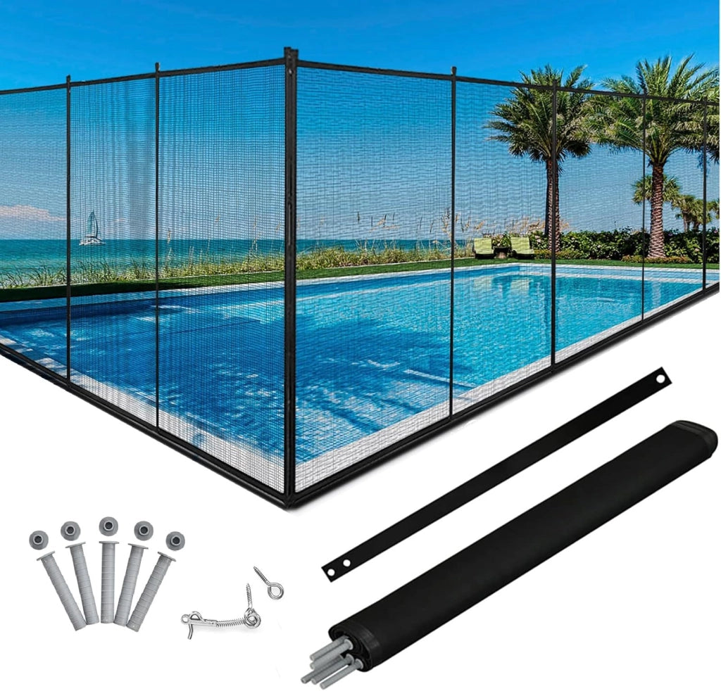 Recinzione di Protezione per Piscina, Barriera di Sicurezza Pieghevole in Alluminio e Acciaio Inox per Piscina Laghetto Giardino con Kit di Montaggio, 366 x 125cm