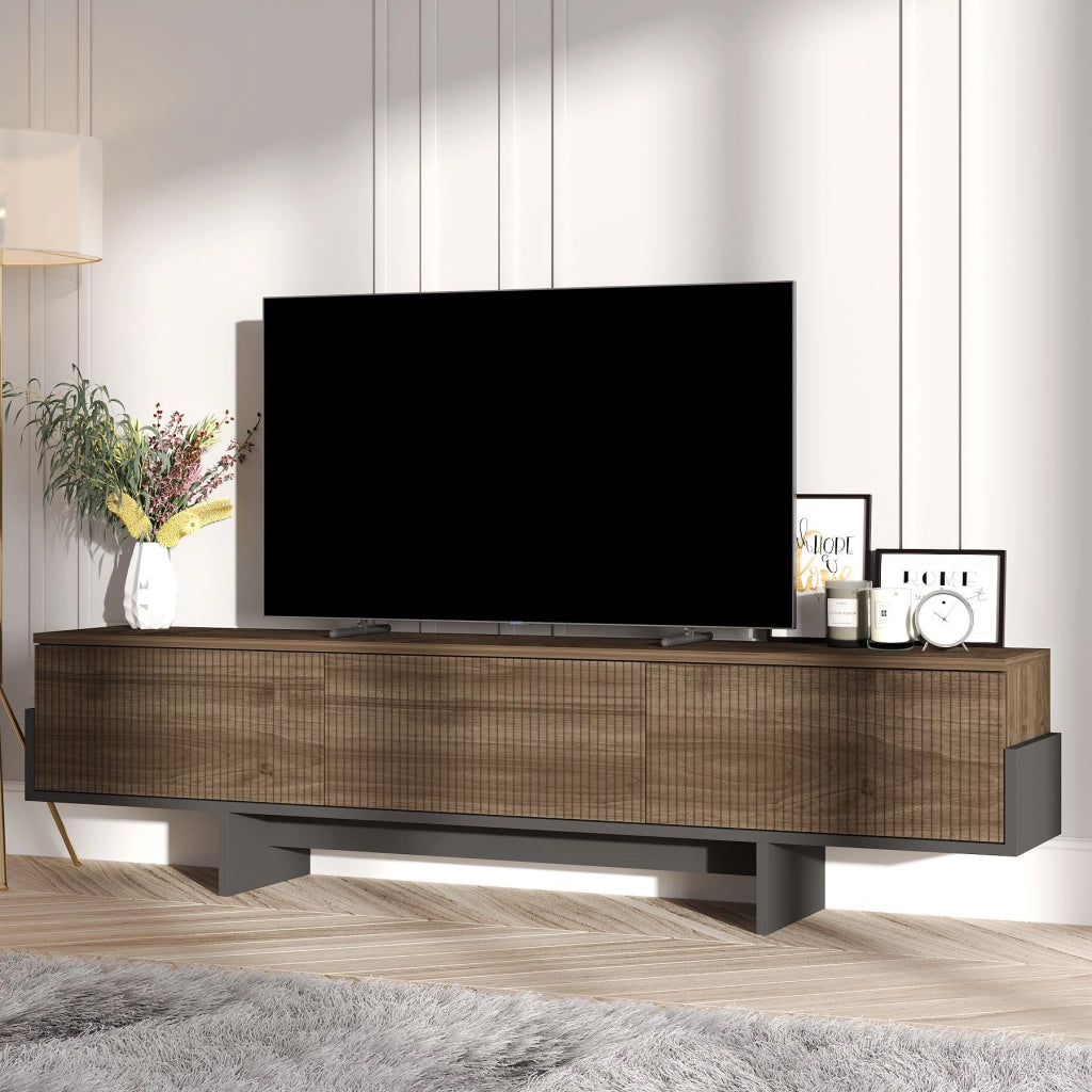 Porta TV in legno "Hege" - 180 x 30 x 44 cm - Nero