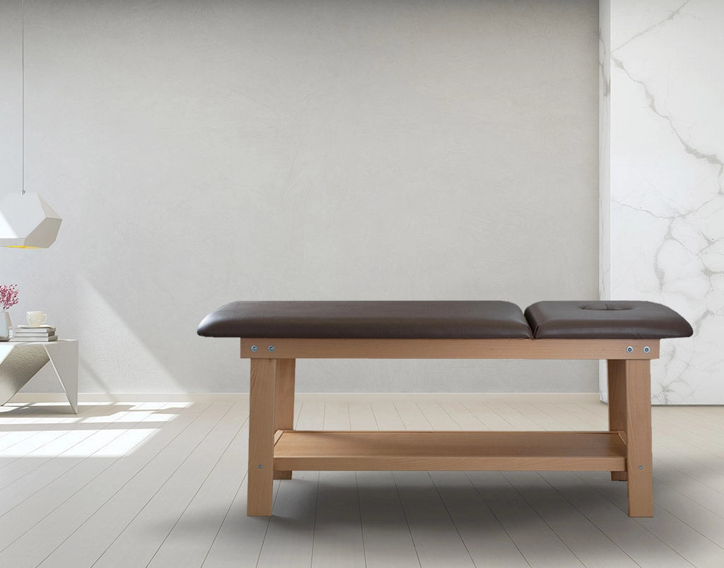 Lettino da Massaggio Fisioterapia Fisso 2 Sezioni 190x70x78cm Benotti Alinta Marrone