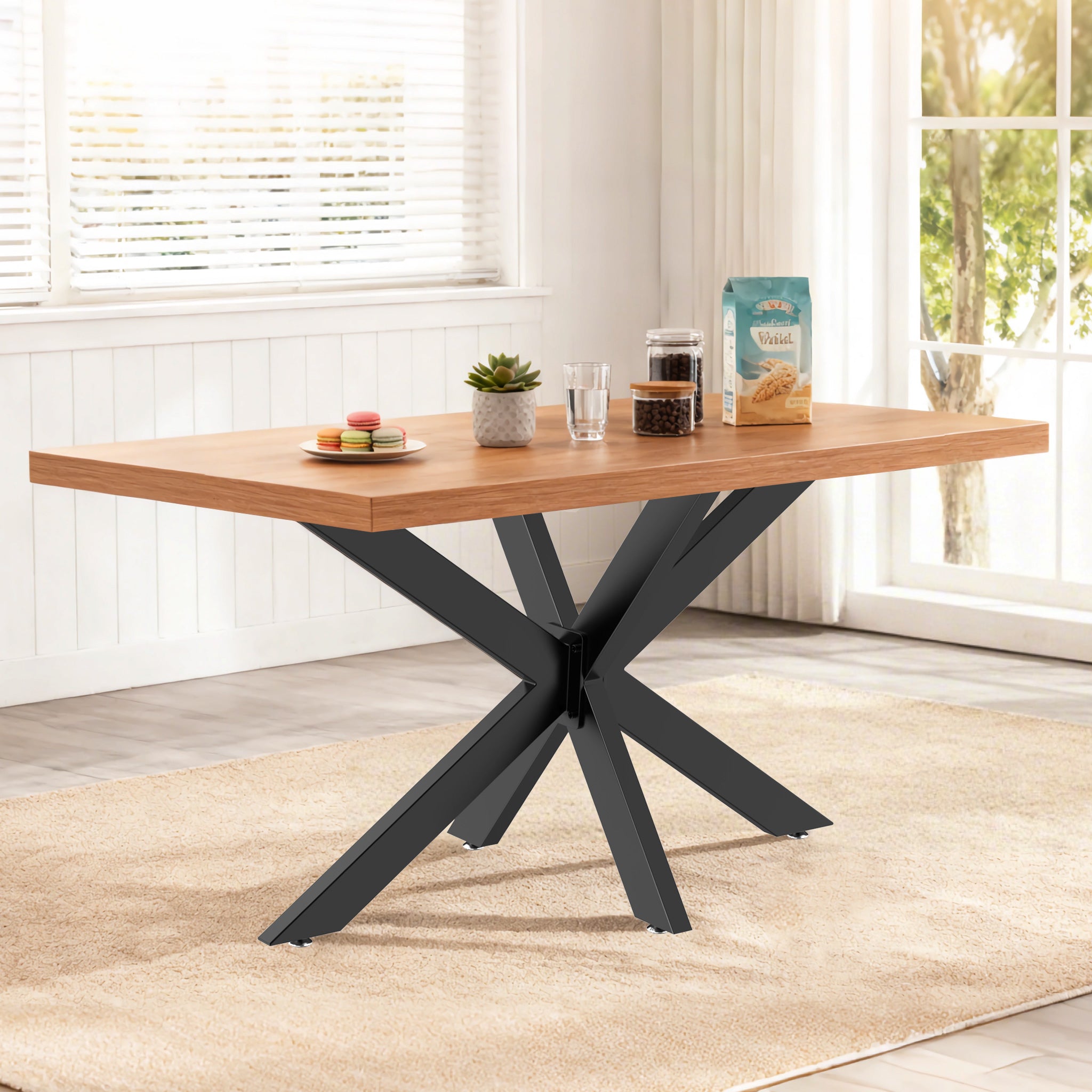 Telaio tavolo a gambe incrociate in acciaio 71x78x150cm nero struttura tavolo a ragno