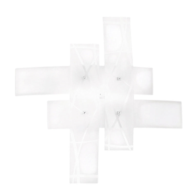 Frida - Applique da parete 4 luci E27 in vetro bianco satinato - Montatura cromo, IP20, max 4x52W, lampadine escluse, larghezza 91cm