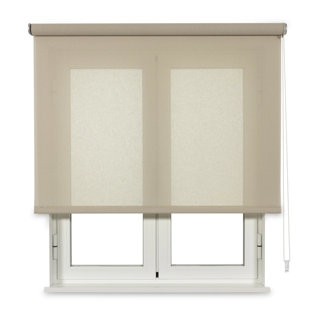 VIEWTEX Tenda a rullo traslucida Cotone (Cotone riciclato) Beige 180 X 250cm - Made in Europe - 5 anni di garanzia