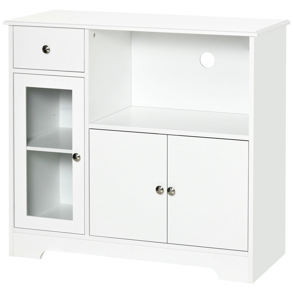 Armadio da cucina ¨C zephmum ¨C 90x40x82 cm, bianco, vetro temperato, legno