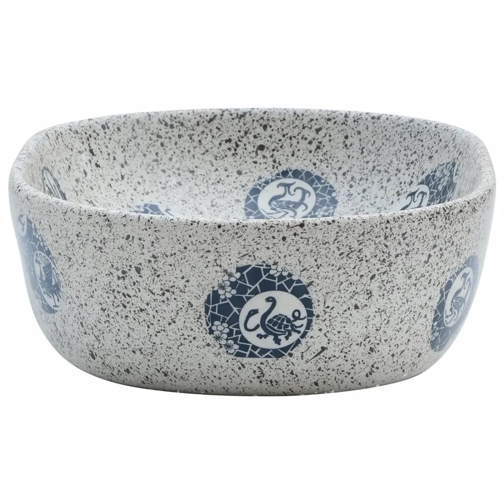 Lavabo da Appoggio-Lavandino-Lavello Grigio e Blu Ovale 47x33x13 cm Ceramica