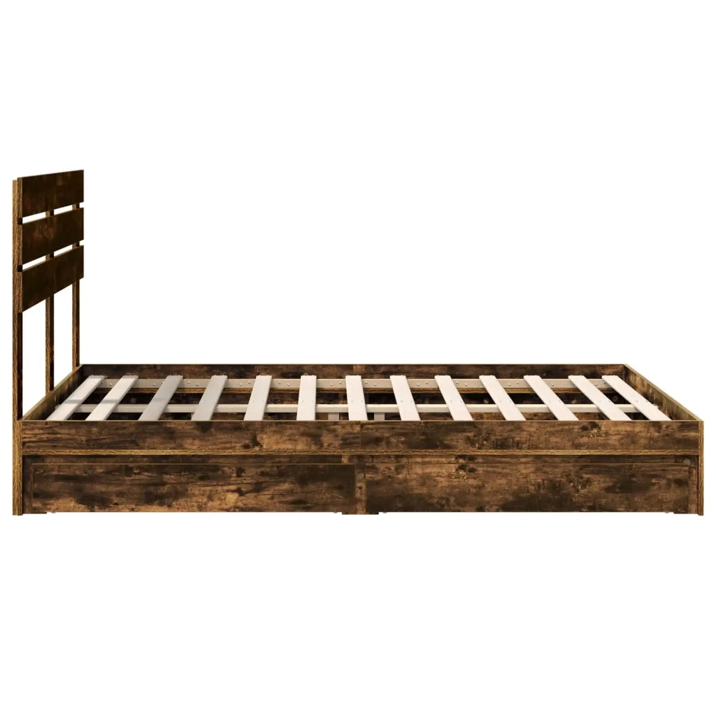 Letto con Contenitore con testiera Rovere fumé 160 x 200 cm