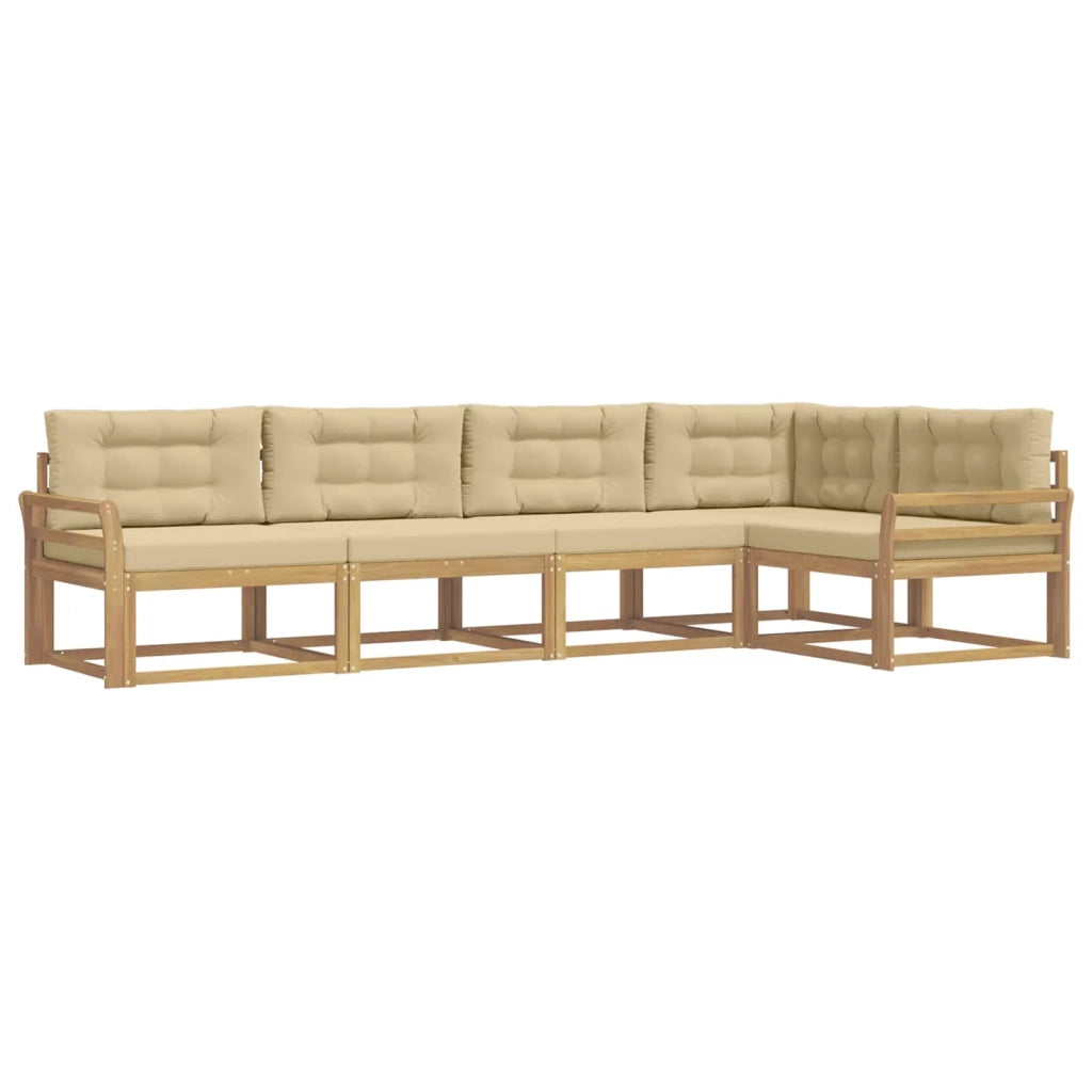 Set di divani da esterno 4 pcs Bianco e Beige Poliestere