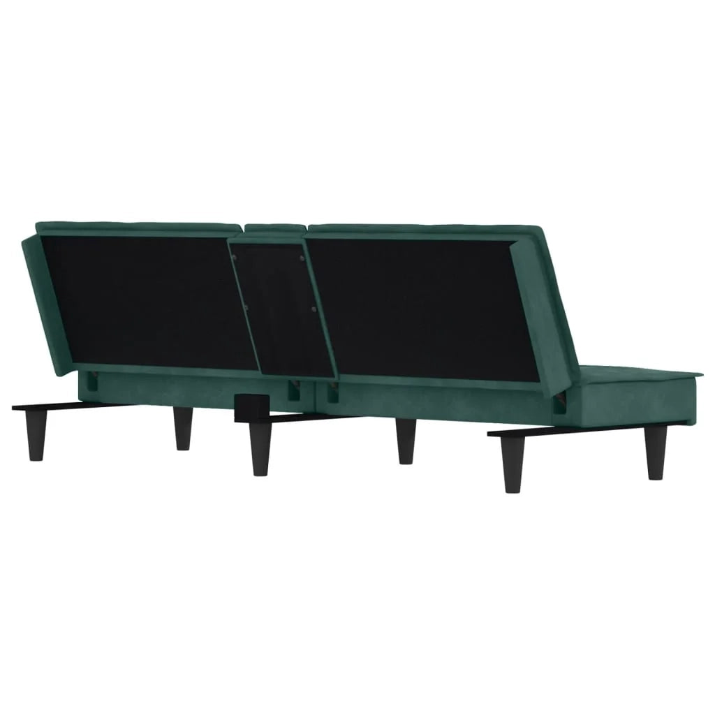 Divano letto con portabicchieri velluto verde scuro 02_0019264