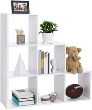 VASAGLE Libreria, Scaffale per scale, divisorio divisorio, armadio a 6 scomparti, per ufficio, soggiorno, camera da letto, bianco LBC63WT