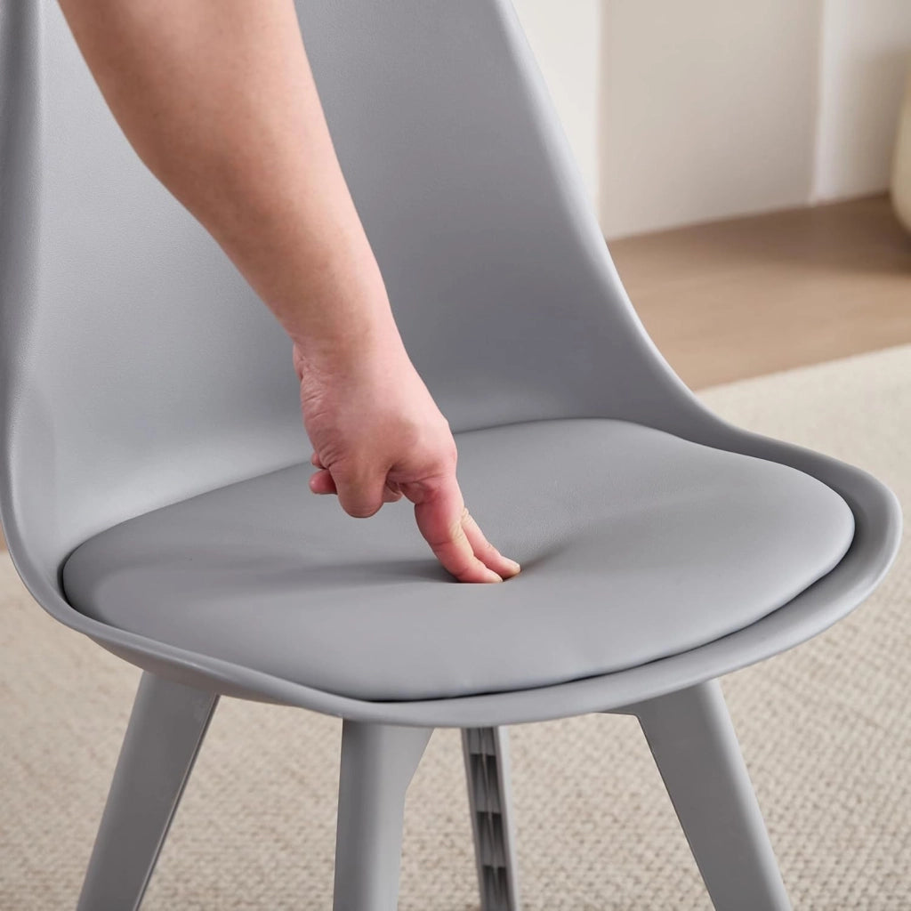 GrandCA HOME Set di 12 Sedie da cucina in plastica,sedie da pranzo moderne con imbottitura e gambe in plastica,stile scandinavo,adatte per sala da pranzo,soggiorno,cucina - Grigio
