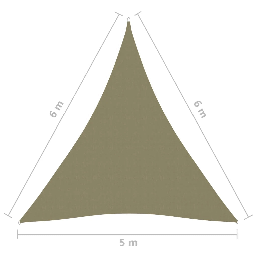 Vela ombreggiante triangolare in tessuto Oxford 5 x 6 x 6 m beige 02_0009923