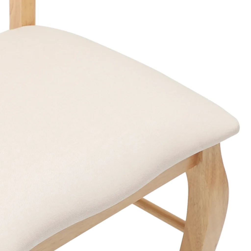 vidaXL Sedie da Pranzo con Cuscini 2 pz Naturale Legno Massello Hevea