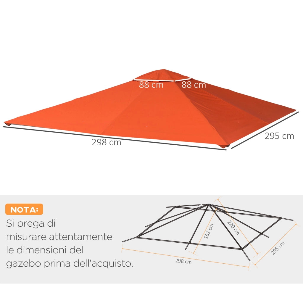 EasyComfort Tetto Di Ricambio 3x3m Arancione per Gazebo da Giardino in Poliestere con Fori di Ventilazione