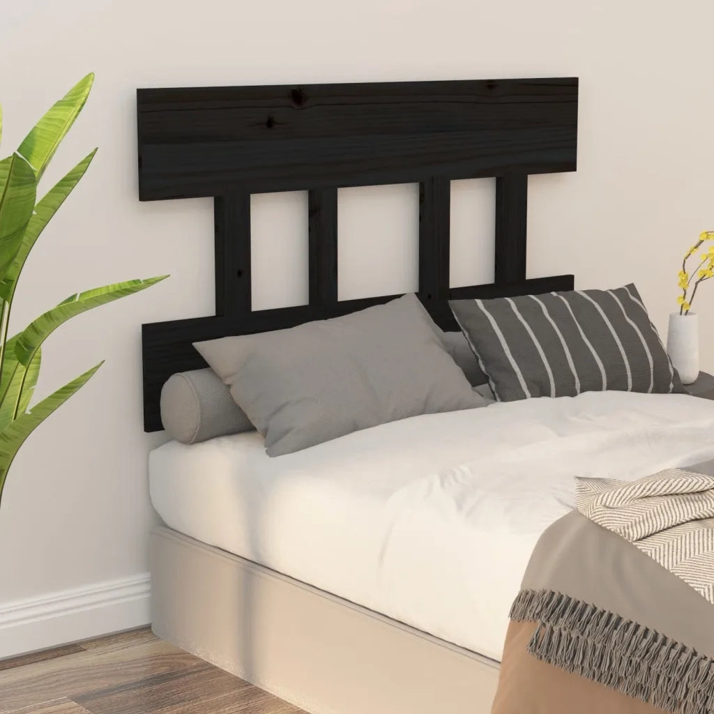 Testiera per Letto-Testata-Testiera Decorativa Nera 93,5x3x81 cm in Legno Massello di Pino