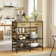 Credenza da cucina, mobile contenitore con 2 cassetti e 3 vani a giorno, mobile da cucina per soggiorno e sala da pranzo