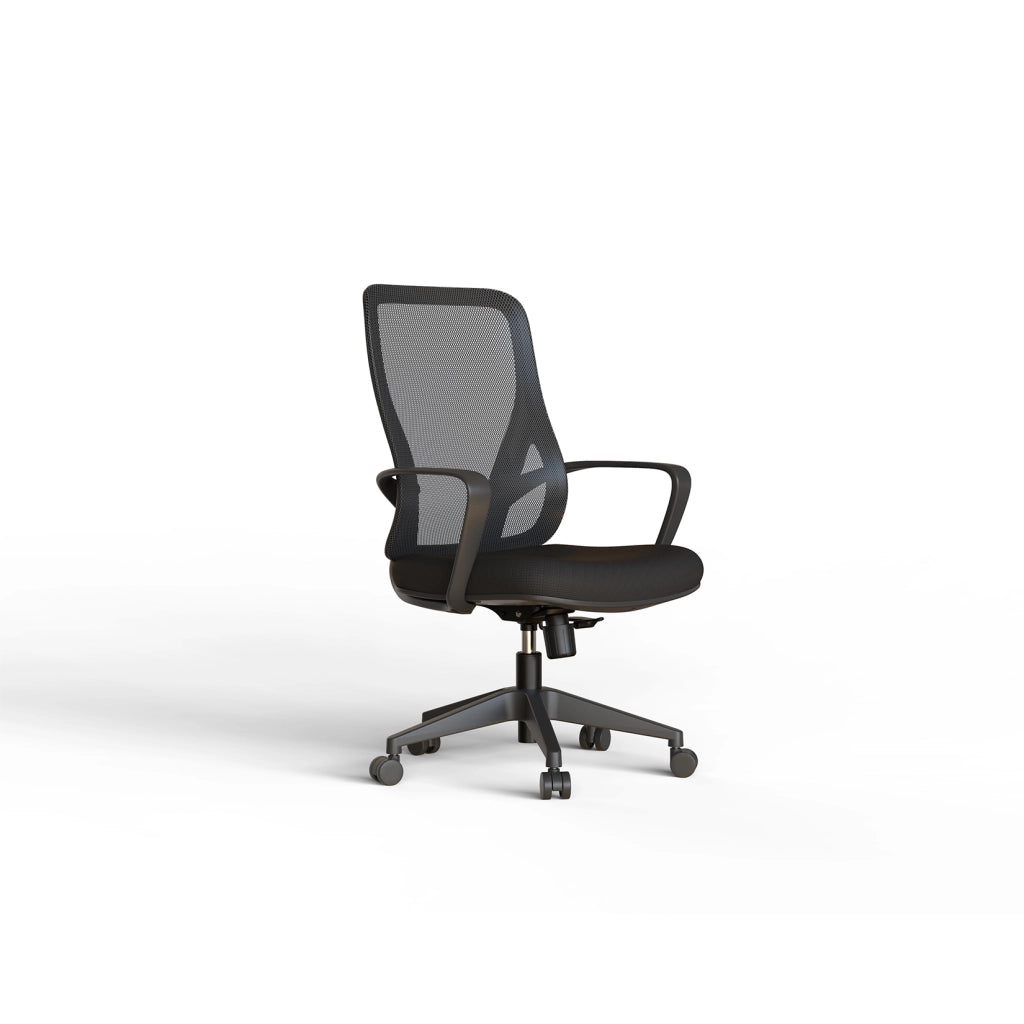 Sedia studio Hispanohogar altezza regolabile in tessuto nero