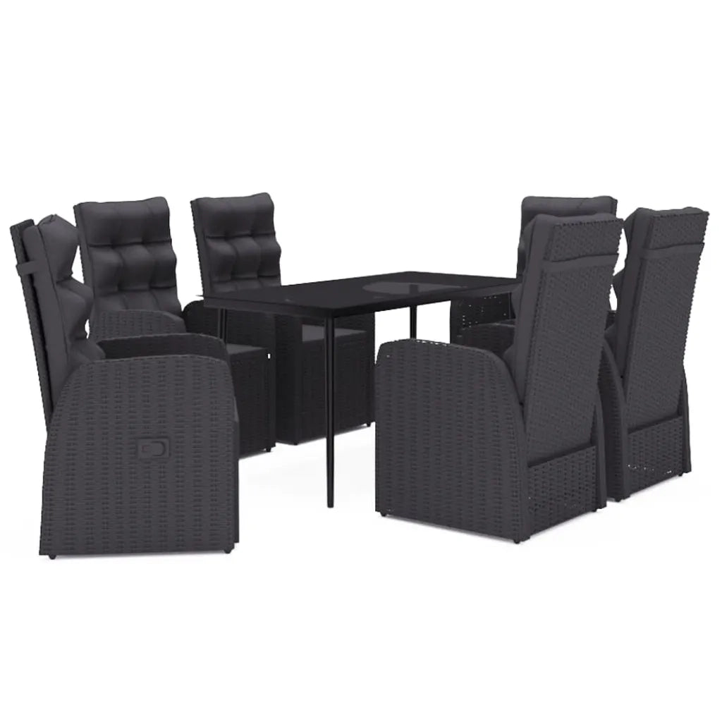 Set Mobili da Pranzo per Giardino 7 pz con Cuscini Nero cod mxl 43778