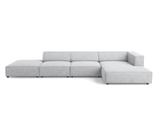 Cosmopolitan Design - Divano angolare destro "Arendal" 5 posti in ciniglia con effetto a coste grigio chiaro 