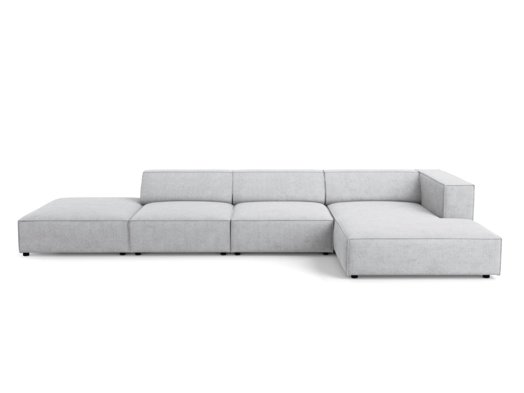 Cosmopolitan Design - Divano angolare destro "Arendal" 5 posti in ciniglia con effetto a coste grigio chiaro 