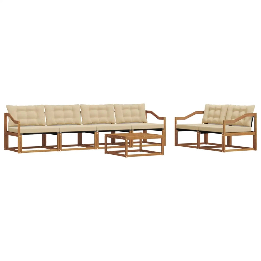 Set di divani da esterno con cuscino 7 pcs Naturale e Beige