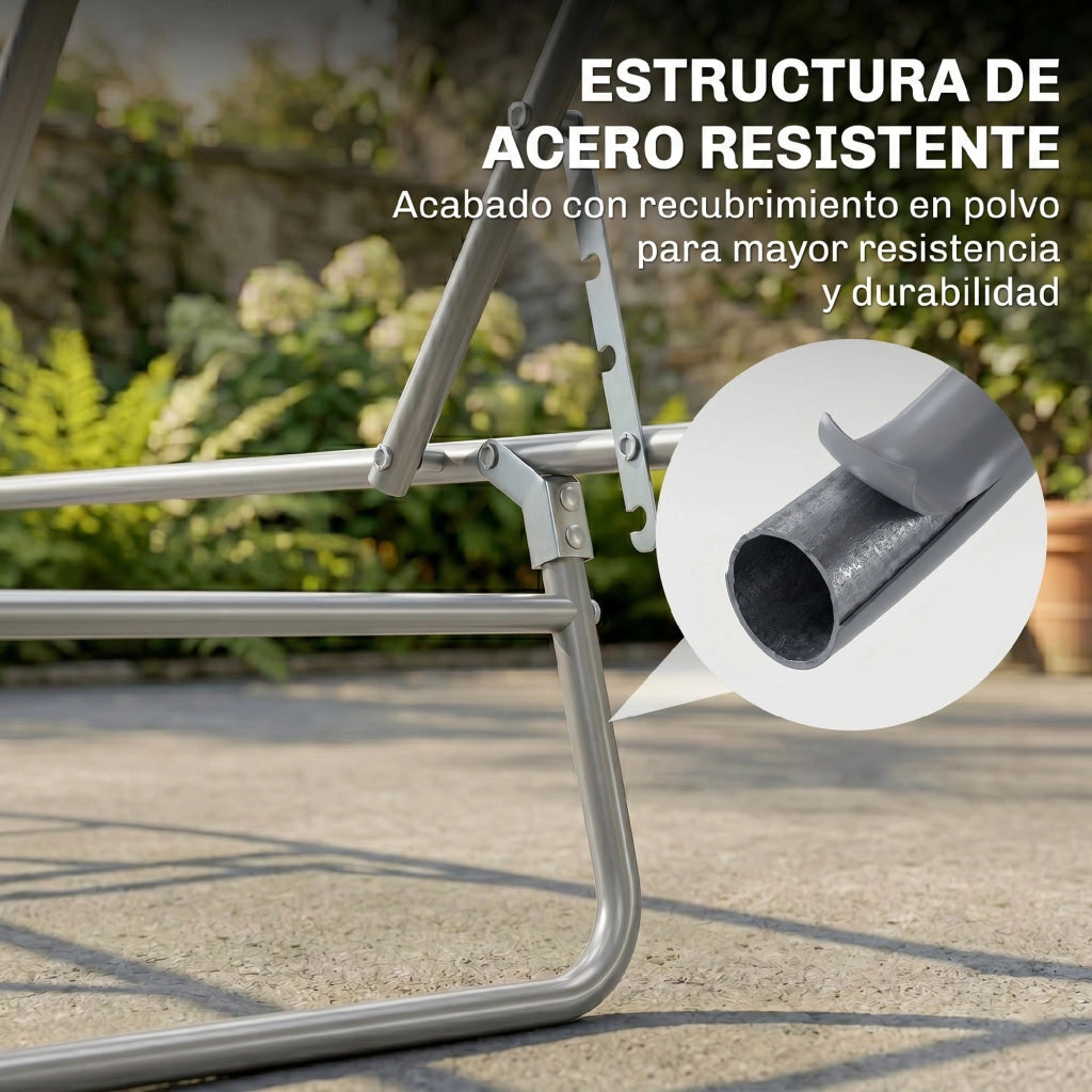 Tumbona Pieghevole con Toldo e Respaldo Reclinabile ¨C Zephmum ¨C Nero 187x58x36cm