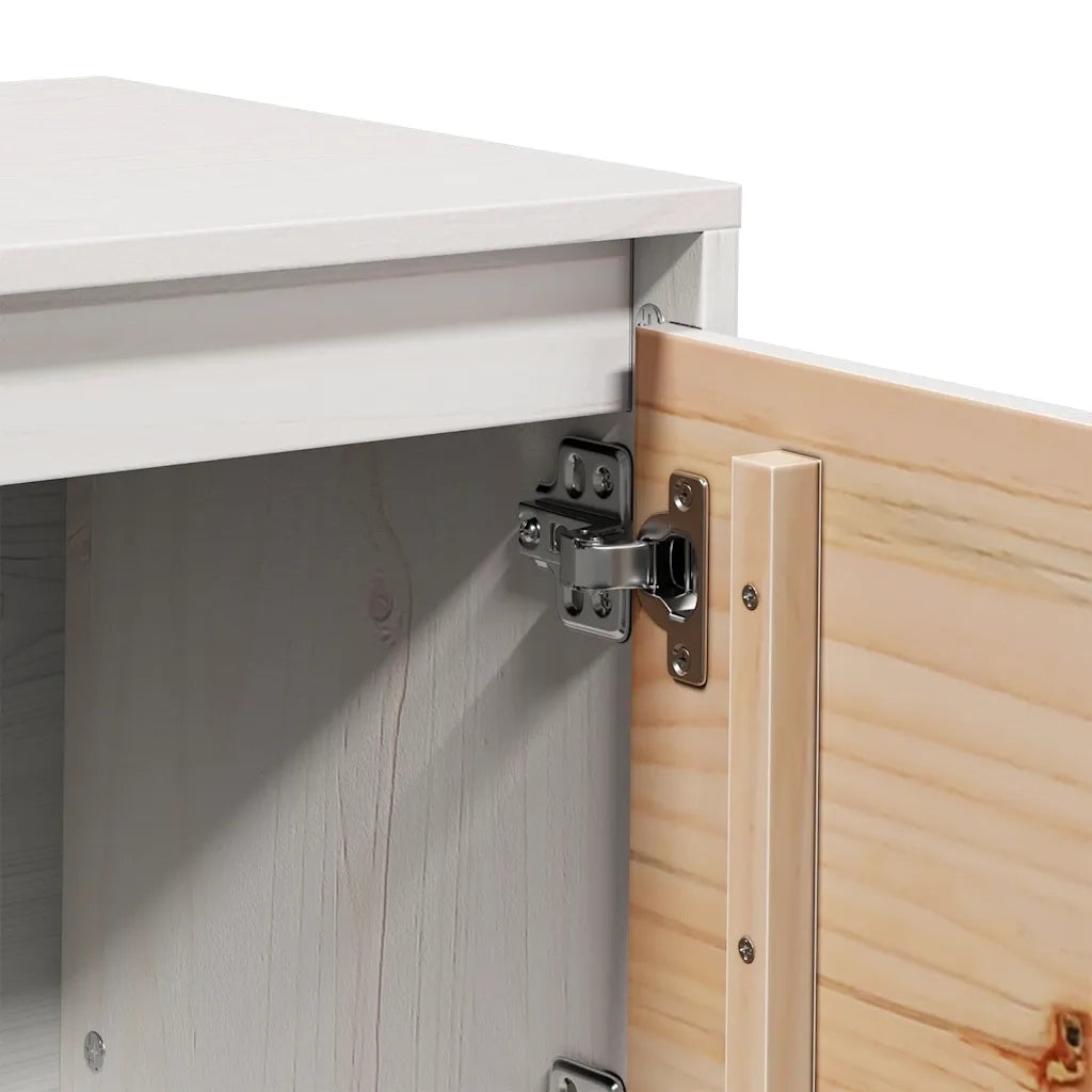 Mobile Porta TV-Mobile per TV-Credenza TV Bianco 156x37x45 cm in Legno Massello di Pino