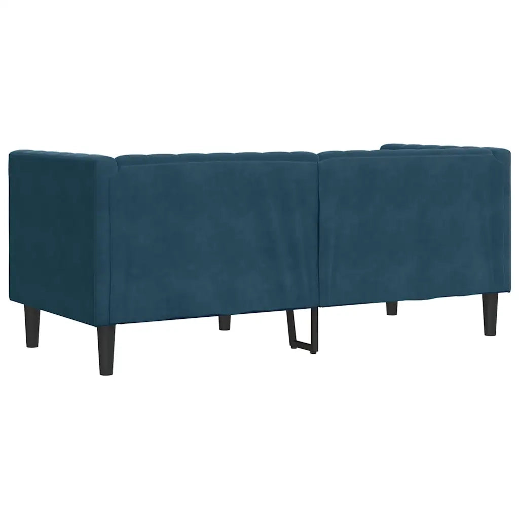 Divano Chesterfield con Rinforzi 2 Posti Blu in Velluto