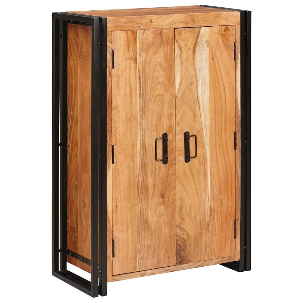 Credenza | Highboard con Ante Marrone Legno massello di acacia e metallo