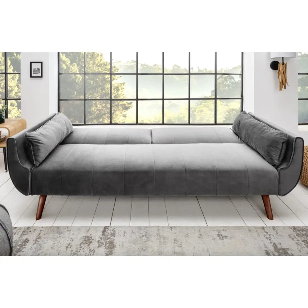Divano dritto DANNA grigio – Divano scandinavo convertibile in velluto