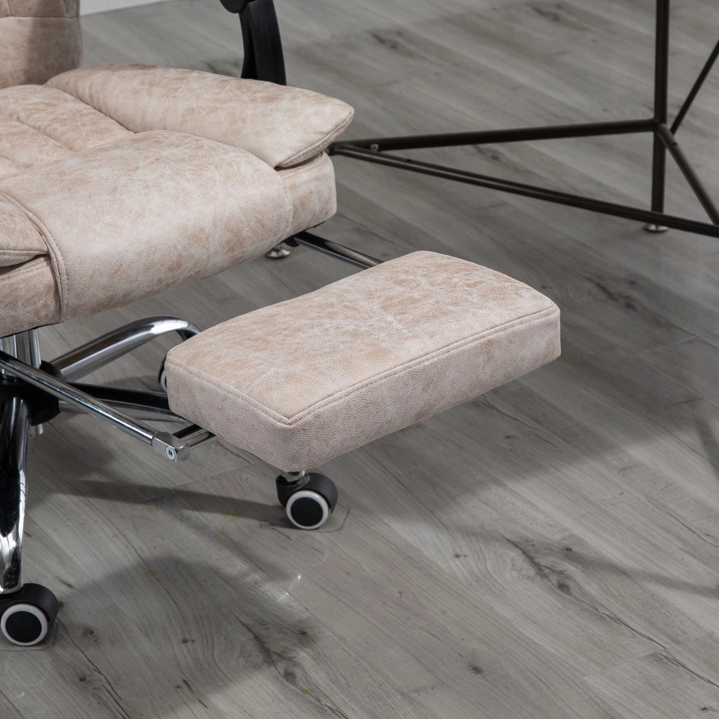 Sedia da ufficio girevole reclinabile con schienale alto poggiapiedi e altezza regolabile in microfibra beige