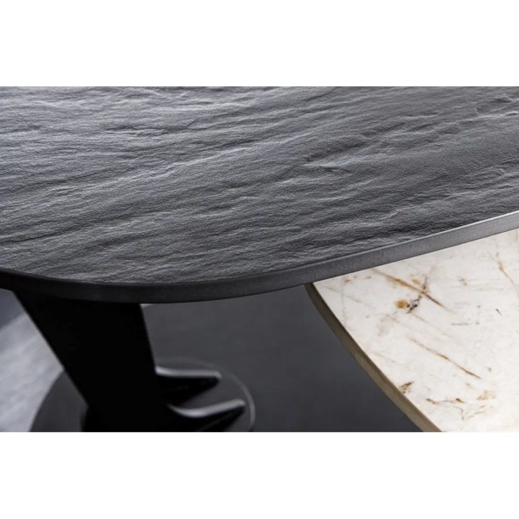 Tavolino ORBIS 160 cm in metallo nero con piani girevoli e rimovibili