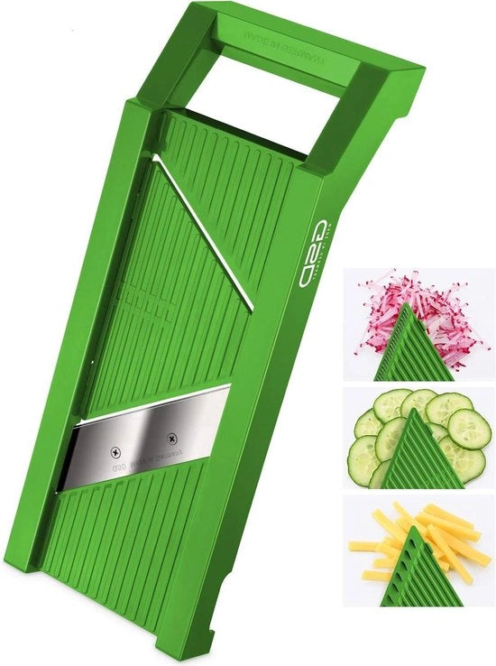 Scafo per verdure universale con 3 pezzi in plastica - Verde - Coltello in acciaio inossidabile - Dimensioni 11 cm x 30 cm x 6 cm