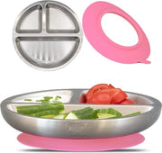 Bordo di fissaggio con morsetto in acciaio inossidabile, cintura per bambino con antislip, cinturino per bambino con morsetto (rosa)