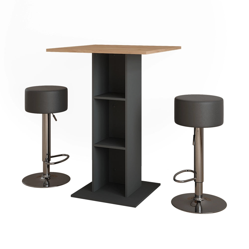 Vicco tavolo bar con sgabelli Antracite 75 x 75 cm con 2 sgabelli da bar
