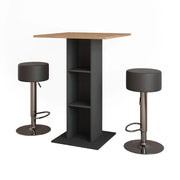 Vicco tavolo bar con sgabelli Antracite 75 x 75 cm con 2 sgabelli da bar