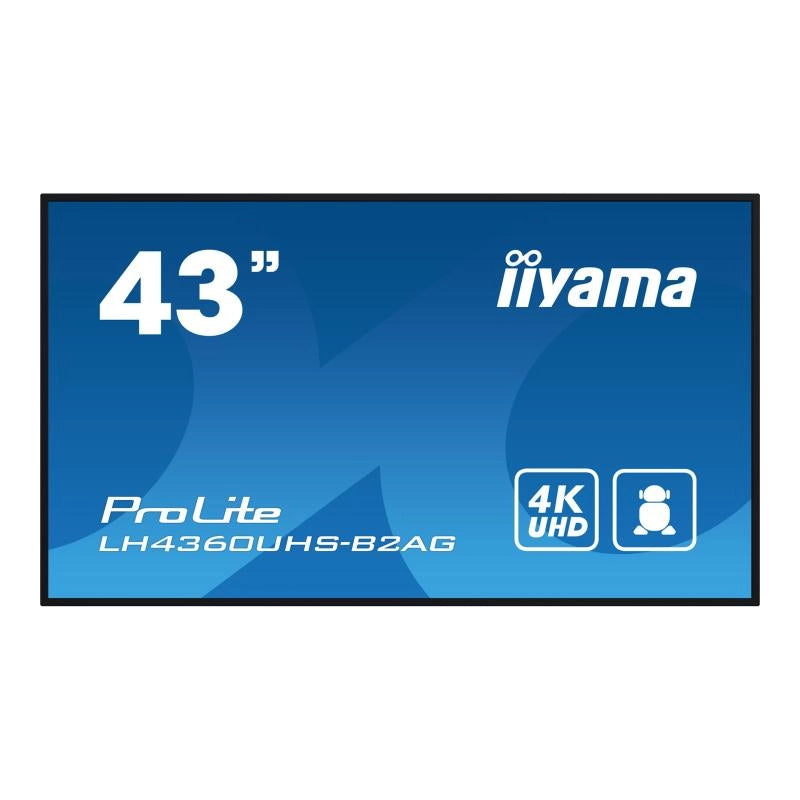 Iiyama lh4360uhs-b2ag visualizzatore di messaggi pannello a digitale 108 cm (42.5") led wi-fi 500 cd/m² 4k ultra hd nero processore integrato android 11 24/7