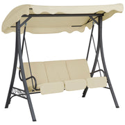 Altalena da patio Tessuto Beige Struttura In Acciaio dondolo 3 Posti