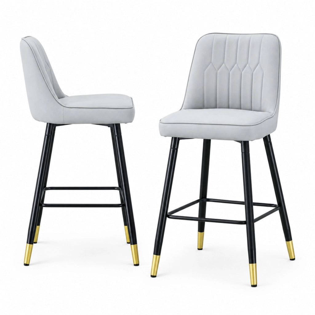 Set di 2 sgabelli alti 100 cm in PU grigio chiaro