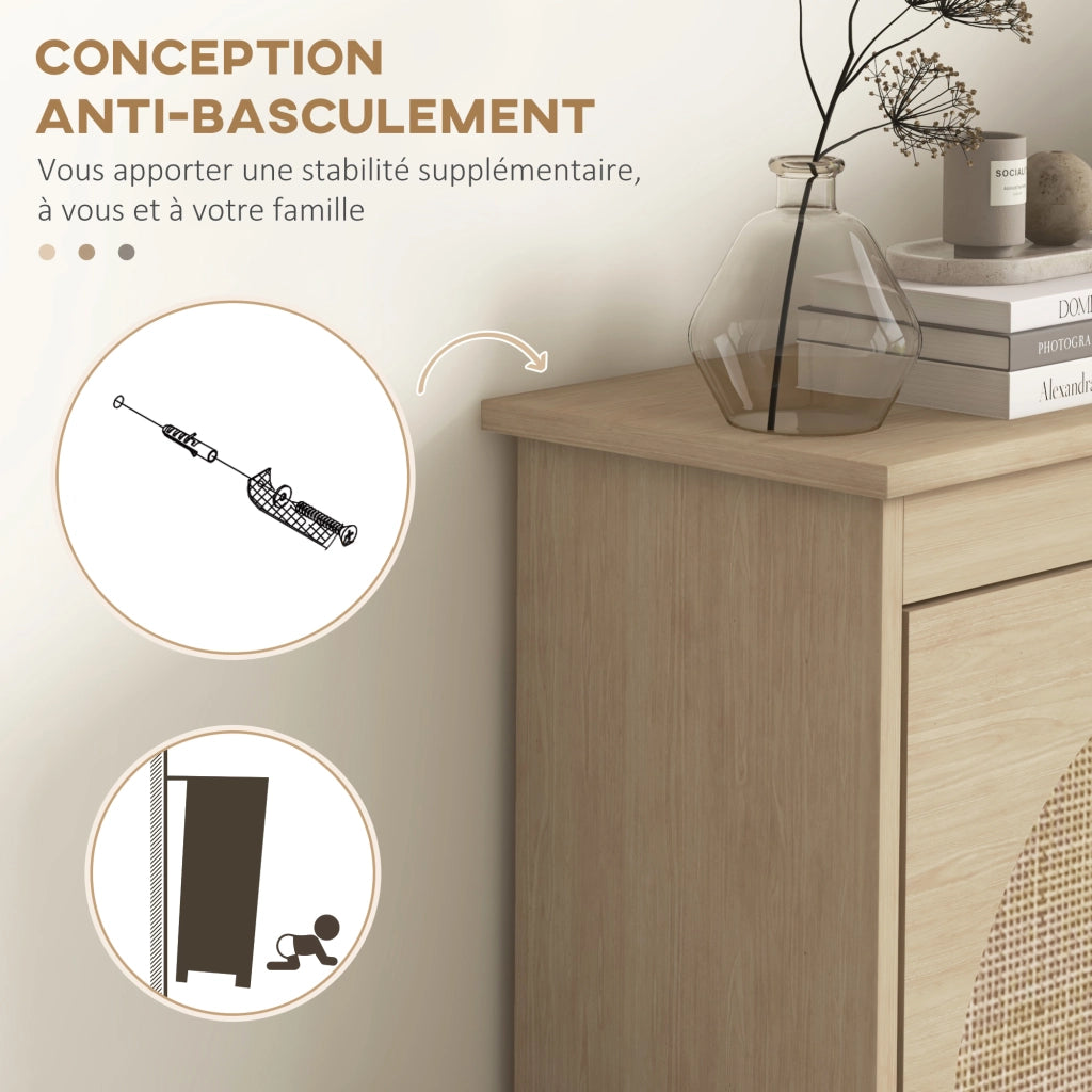 Scarpiera 4 ante 20 paia legno massello stile boho ¨C Xylo ¨C naturale 105x24x97,5 cm