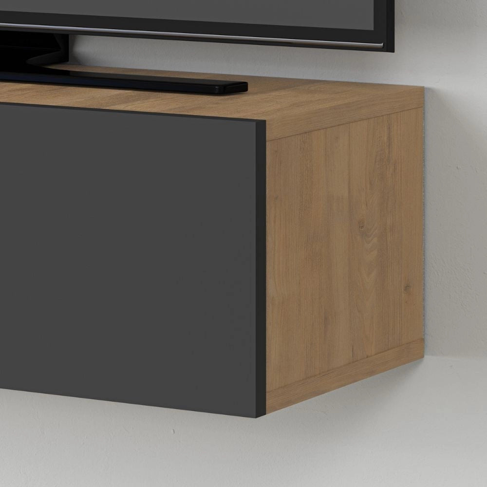 Mobile porta Tv sospeso ante a ribalta Francy colore rovere antracite 135 cm