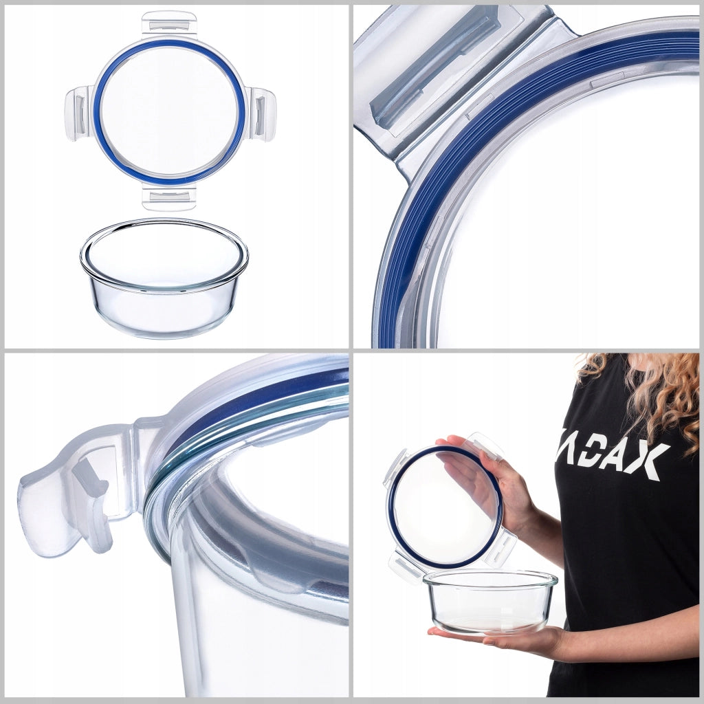 Contenitore per alimenti in vetro KADAX da 950 ml con coperchio, ideale per il pranzo.