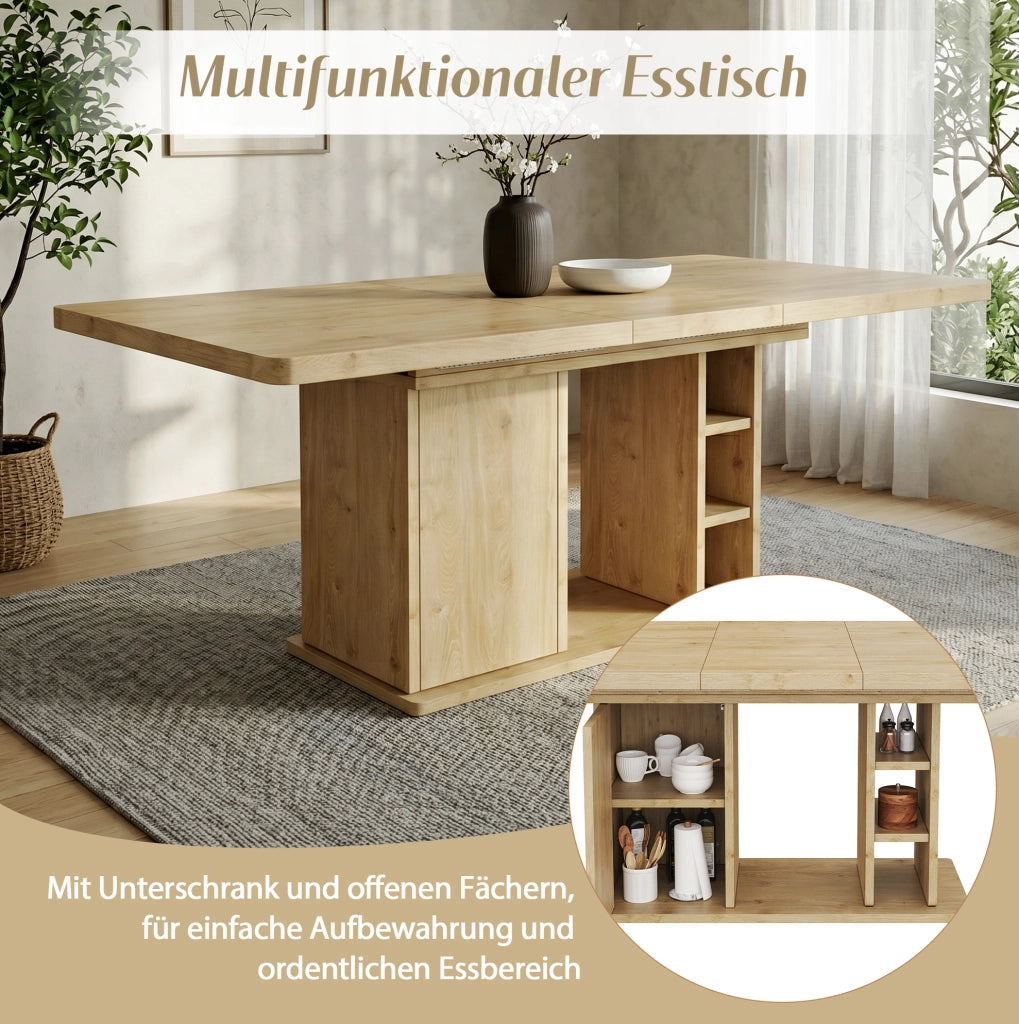 Tavolo da pranzo allungabile 140/180 x 80 cm in MDF colore rovere con vani portaoggetti