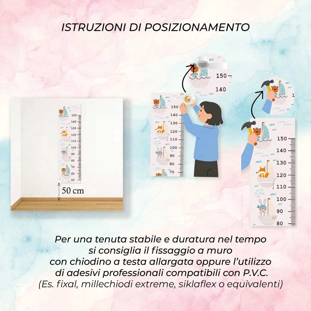 Metro Parete Misura Crescita Bambini in PVC 36x120 Cm Righello Grafico Altezza Muro Bimbi DIS_M