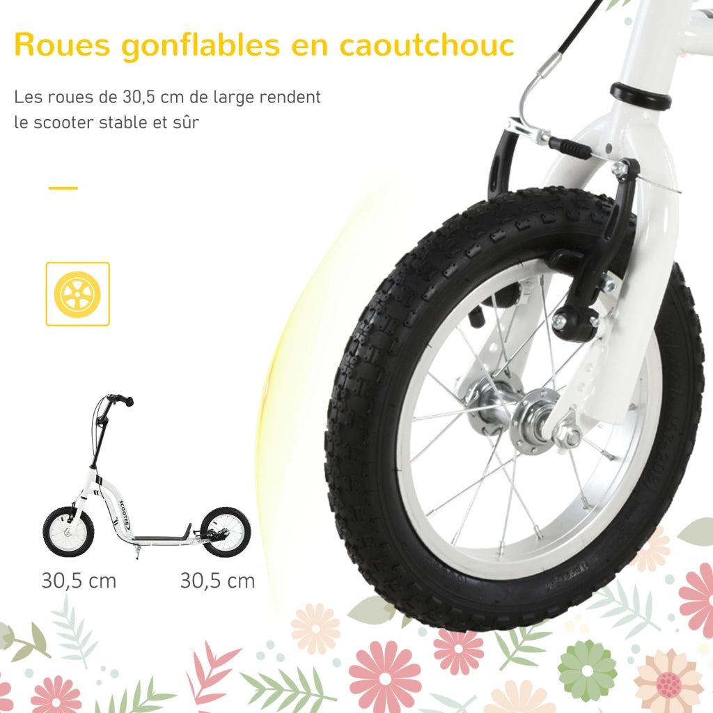 Trottinette bambini ¨C zephmum ¨C 12 pollici, pneumatici, bianco