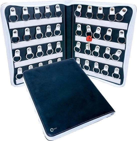 Organizzatore di chiavi portatile - Borsa impermeabile con chiusura a zip - Gestore di lavori e immobili - Tastiere - 40 anelli di chiusura - Bianco