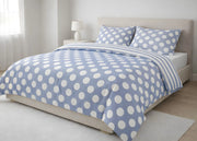 Sacco Copripiumino In 100% Cotone Made Italy Disegno Pois - Matrimoniale - Azzurro