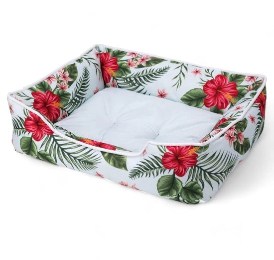 Hondenmand con stampo floreale - Antiscivolo - Lavabile - Flessibile - 50 x 40 x 15 cm - Ideale per piccoli cani e gatti - Mandata per animali domestici