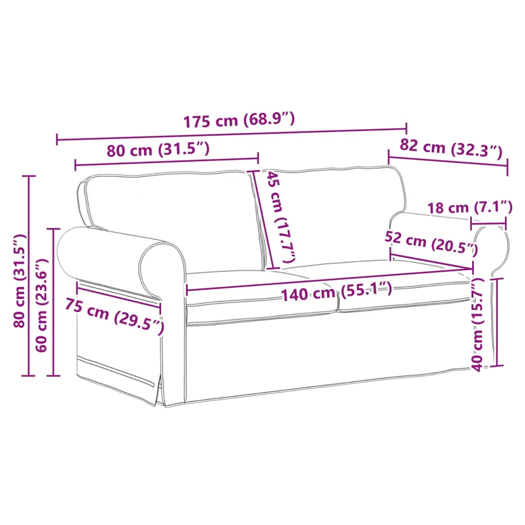 Set di divani 2 pcs Nero 175 x 82 x 80 cm Tessuto