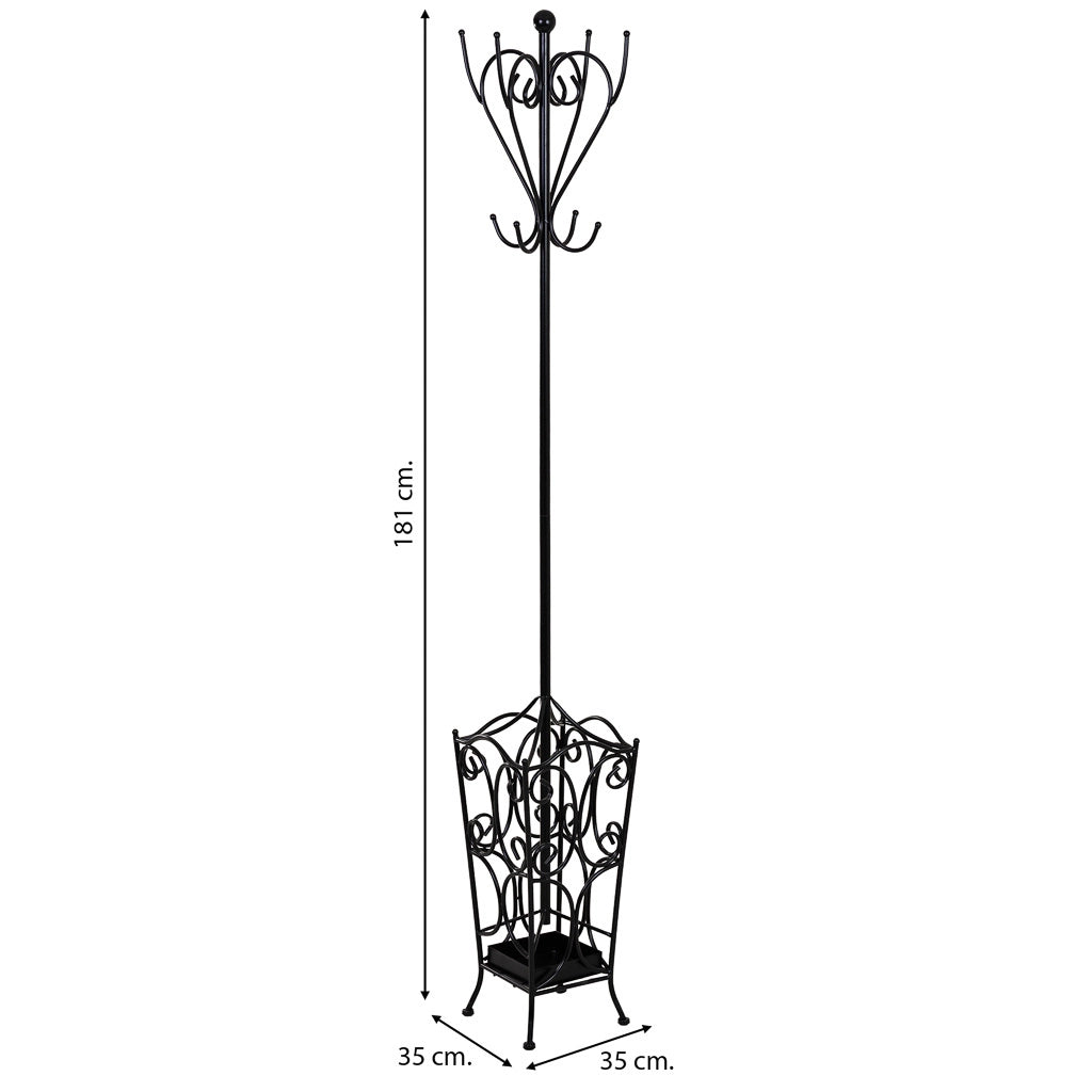 Appendiabiti in metallo con 4 ganci 35x35x181h cm.